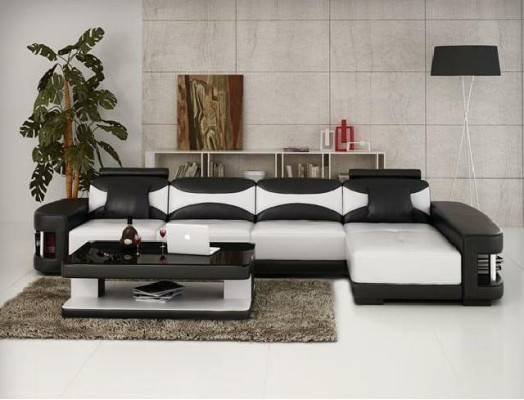 Corner sofa Corner Sofa Suite Couch Upholstery Leather Living landscape Chaise lounge Wies