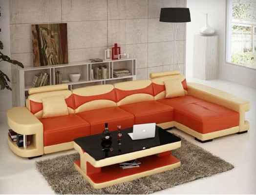 Corner sofa Corner Sofa Suite Couch Upholstery Leather Living landscape Chaise lounge Wies
