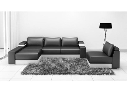 Corner sofa Corner Sofa Couch Upholstery Leather Suite Living landscape Chaise lounge