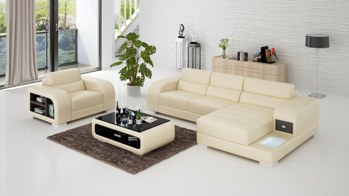 Leather sofa Couch Living landscape Corner sofa + Armchair Suite Design Sofa