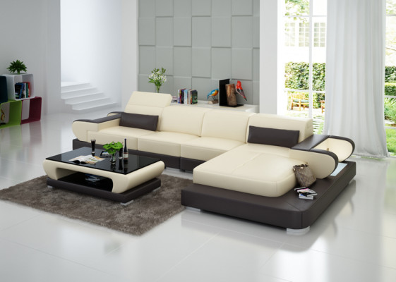 Leather sofa Couch Living landscape Corner sofa Corner Suite Design Modern Sofa G8002C