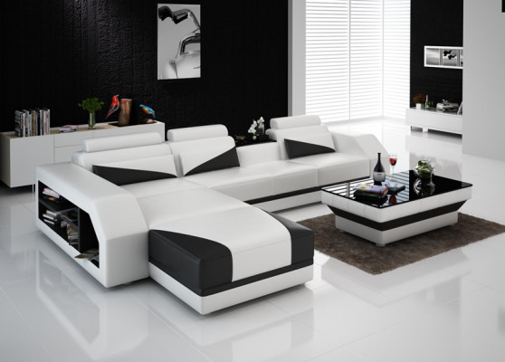 Leather sofa Couch Living landscape Corner sofa Corner Suite Design Modern Sofa G8018B