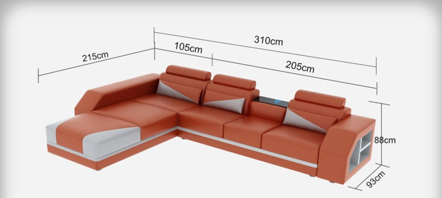 Leather sofa Couch Living landscape Corner sofa Corner Suite Design Modern Sofa G8018B