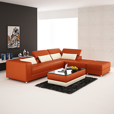Leather sofa Couch Living landscape Corner sofa Corner Suite Design Modern Sofa F3018