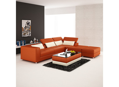 Leather sofa Couch Living landscape Corner sofa Corner Suite Design Modern Sofa F3018