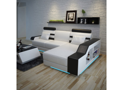 Leather sofa Couch Living landscape Corner sofa Corner Suite Design Modern Sofa L6016E