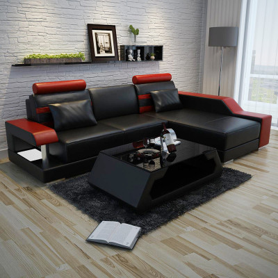 Leather sofa Couch Living landscape Corner sofa Corner Suite Design Modern Sofa L6016E