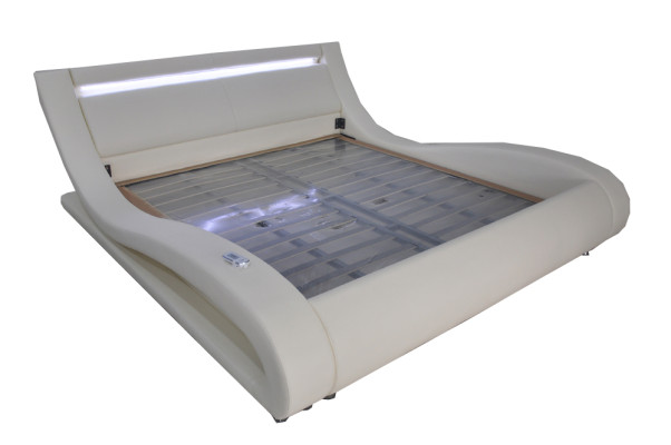 Luxury Leather Design Upholstery Beds Double Modern Illuminated Marriage Bed
