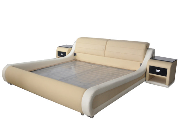 Double Luxury Leather Bed + USB Upholstery Beds Multifunction LB8831