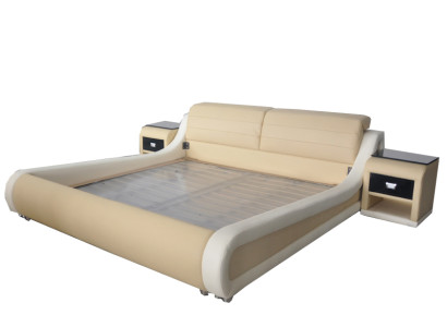 Double Luxury Leather Bed + USB Upholstery Beds Multifunction LB8831