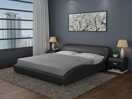 Design Upholstery Double Bed Modern Beds Bedroom with USB & Shelf 200x210 cm
