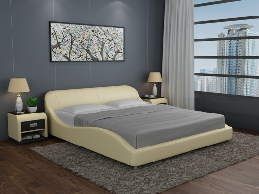 Design Upholstery Double Bed Modern Beds Bedroom with USB & Shelf 200x210 cm