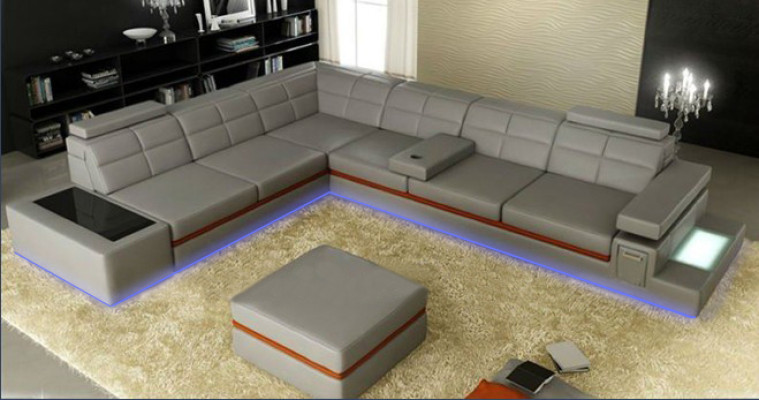 Leather sofa Couch Living landscape Corner sofa Corner Suite Design Modern Sofa B2011