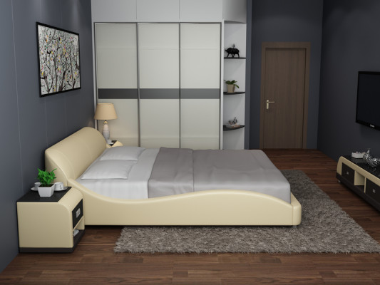Design Leather Bed Luxury Upholstery Beds Double Modern Marriage 140/160/180 cm