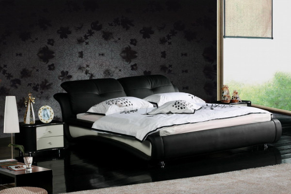 Double bed Beds with USB Leather Designer Ehe Bed Bed frame 1206