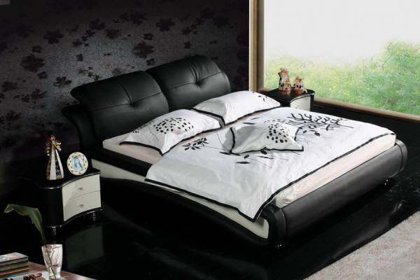 Double bed Beds Upholstery Leather Designer Marriage Modern Bed Bed frame new 1206