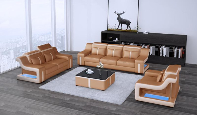 Design Multifunction s Couch Relax Sofa Leather Upholstery Couches Three Seater 3er new