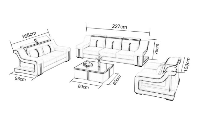 Design Multifunction s Couch Relax Sofa Leather Upholstery Couches Three Seater 3er new