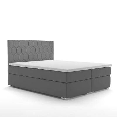 Boxspring Bed Hotel Double 180x200cm Luxury Beds Upholstery Function Box Gray