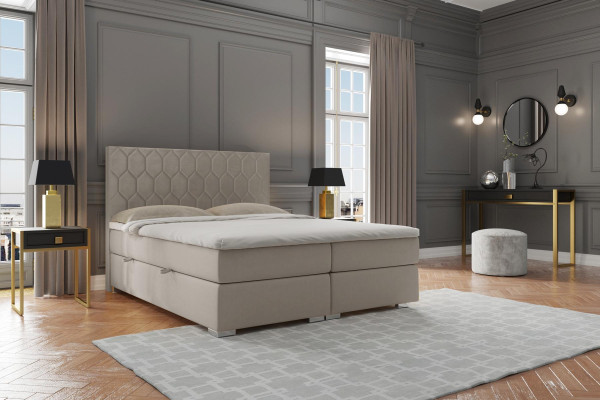 Boxspring Bed Hotel Luxury Beds Upholstery Function Box Beige Double 180x200