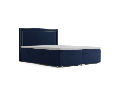 Boxspring Bed Hotel Double Design Beds Luxury Upholstery Box Function Blue new