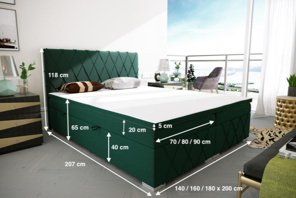 Boxspring Bed Hotel Double Textile Luxury Beds bed base Upholstery function
