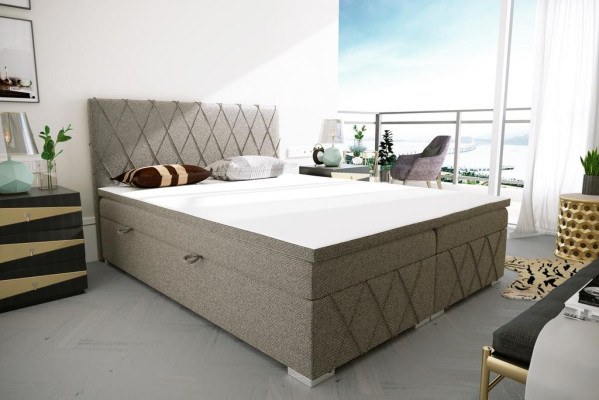 Boxspring Bed Hotel Double Velvet Luxury Beds Upholstery bed base Function Brown