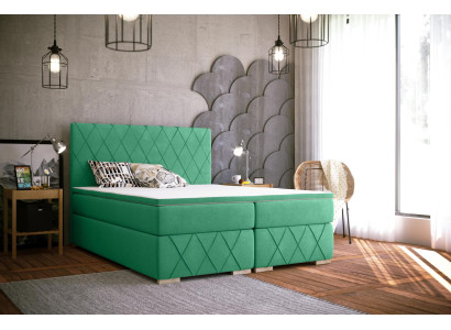 Box Spring Bed Complete Set with Mattress & Topper Luxury Upholstery Textile Beds