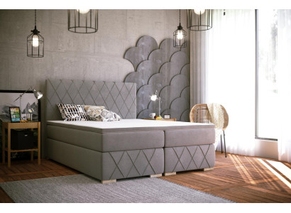 Boxspring Bed Complete Set Mattress & Topper Luxury Upholstery 180x200cm Beds new