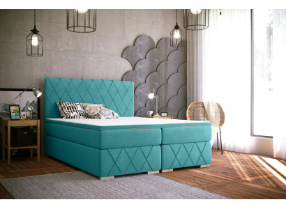 Complete Set Mattress & Topper Boxspring Bed Luxury Upholstery 140x200cm Beds