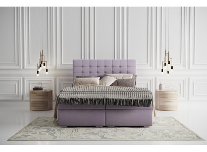 Complete Set Mattress & Topper Box Spring Bed Pink Upholstery 180x200cm
