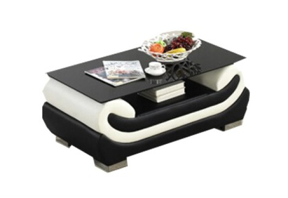 Coffee table Classic r Leather Table with Glass Top Tables Glass Tables Leather Table
