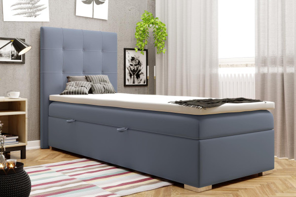 Luxury Box Spring Bed Hotel Beds Upholstery Function bed base 90x200cm Blue new