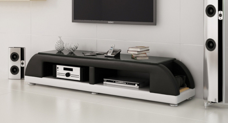 TV-cabinet TV Sideboard Leather Glass Table Television Wardrobe Table Lowboard Mo.A