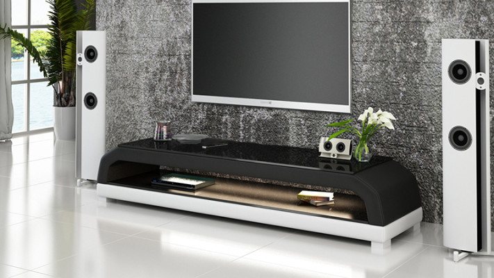 TV-cabinet TV Sideboard Leather Glass Table Television Wardrobe Table Lowboard Mo.G