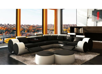 Corner sofa Sofa Couch Upholstery Living landscape Leather Corner Sofas Suite L-shape Madrid