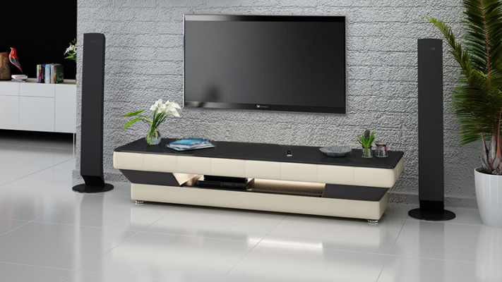 TV-cabinet TV Sideboard Leather Glass Table Television Wardrobe Table Lowboard Mo.J