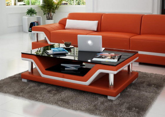 Designer Coffee table Upholstery Table Leather Glass Modern Tables #SB3009