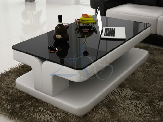 Designer Coffee table Upholstery Table Leather Glass Modern Tables Glass