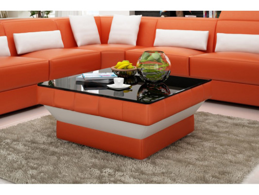 Designer Coffee table Upholstery Table Leather Glass Modern Tables #8009