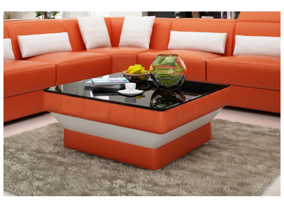 Designer Coffee table Upholstery Table Leather Glass Modern Tables #8009