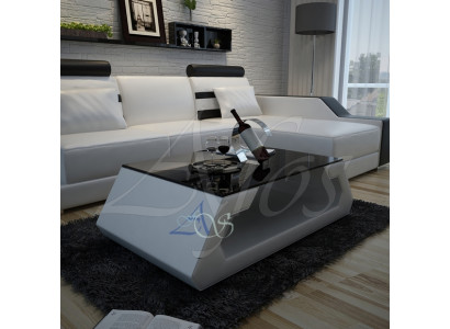 Designer Coffee table Upholstery Table Leather Glass Modern Table (Hamburg)