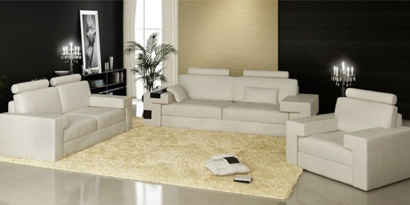 Leather Sofa Set 3+2+1 Couch Seat Upholstery Sofa Suite Set Nassau Brown