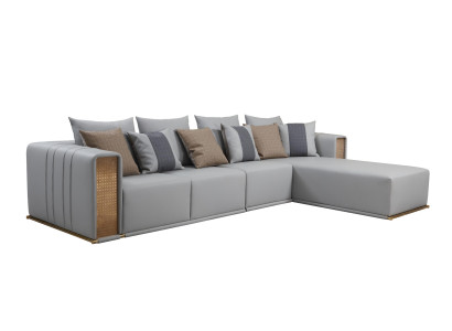 Corner sofa Leather L-shape Living landscape Couch Corner suite Upholstery new Gray Furniture