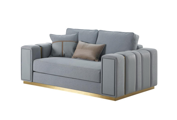 Sofa 2 Seater Living room Modern Design Couches Sofa Blue Textile Furniture HellBlue