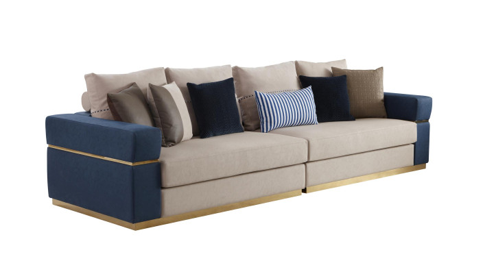 Sofa Three Seater Mink Fabric Living room Design Couches Upholstery Sofas Luxury Textile