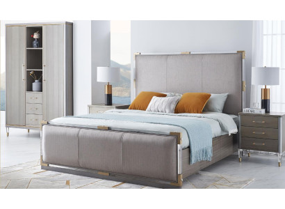 Bed Bedside table Chest of drawers 4 pcs. Bedroom decoration set design modern luxury