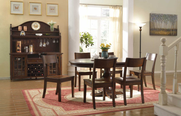Dining room set 9 pieces. Round Dining table 6x Chairs Sideboard Ess Group Wood Table new