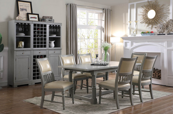 Dining table Suite Table 6x Chairs Chair Dining room Group Table Wood Leather
