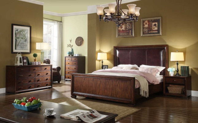 Complete's Bedroom Set 4 pcs Design Modern Luxury Bed 2x Bedside table